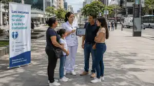 Profesional de la salud revisando información científica sobre vacunación.