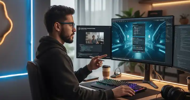 Imagen de una participante completando su primer prototipo en creación de videojuegos Unity en un laboratorio virtual.