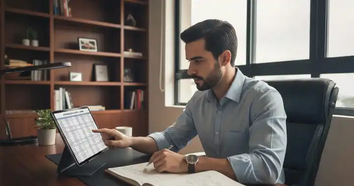Joven emprendedor revisa estrategia de costeo para su Mipyme.